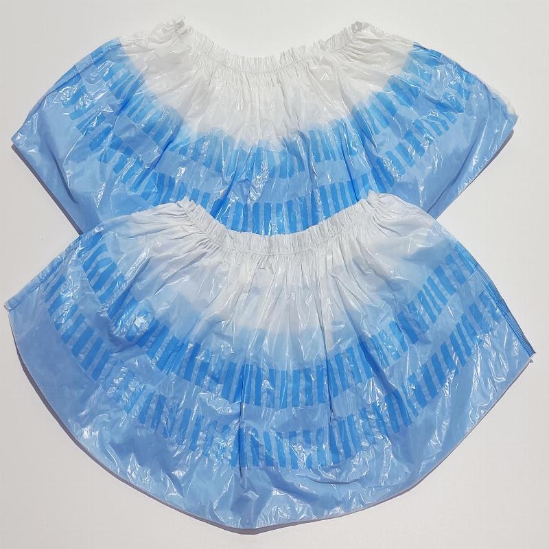 Бахіли медичні поліетиленові одноразові нестерильні з подвійним дном блакитні/білі "Бахилкин"